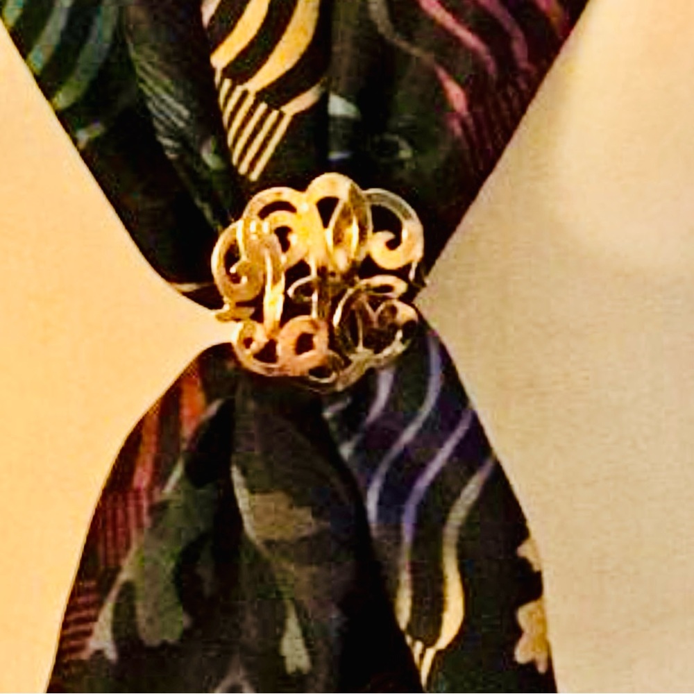 Vintage Animal Print Scarf and Celtic Scarf Clip with Gold Accents very chic